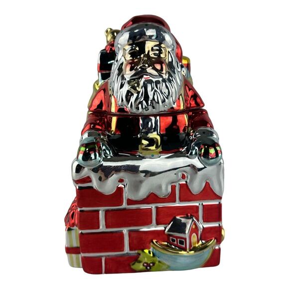 Portmeirion Studio A Christmas Story Santa Treat Jar Ceramic Metallic Glaze - Picture 2 of 16